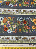 Garden Stroll by Maywood Studio 100% Cotton Fabric -Butterfly Floral Stripe Gray