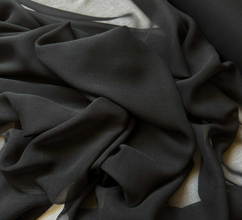Soft Black - 8mm Silk Chiffon Fabric