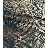 Remnant Sale 30"x60" - Pewter on Teal Damask - Burnout Stretch Polyester Velvet Fabric