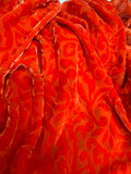 Blood Orange Scroll - Hand Dyed Burnout Silk Velvet
