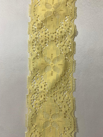 Vintage Wide Yellow Floral Lace Trim 4" wide x 2 Yards