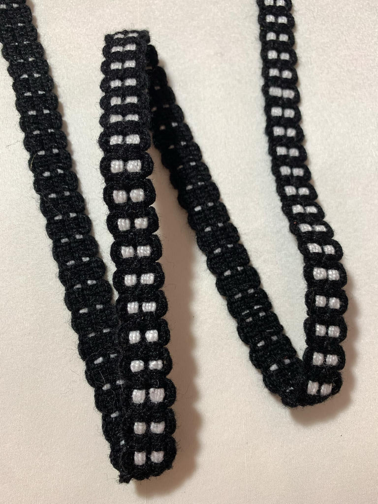 Vintage Black & White Scalloped Woven Ribbon Trim 5/8" wide -2.5 Yards-