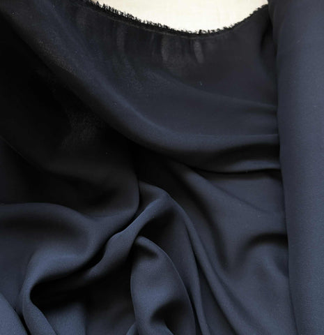 Black - 18mm Silk Crepe Georgette Chiffon Fabric