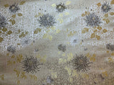 White & Gold Mums Floral - Silk Brocade Fabric