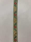 Vintage Red Green & Gold Flowers - Jacquard Ribbon 1/2" wide