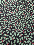 The 12 Days of Christmas Holly Leaves by Lewis & Irene 100% Cotton Fabric