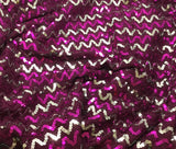 Dark Purple Metallic Zig Zag Sequin Poly Knit Fabric