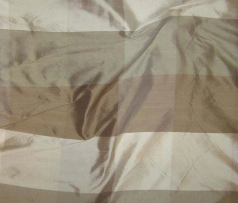 Taupe Check - Silk Dupioni Fabric 18.5"x27" Remnant