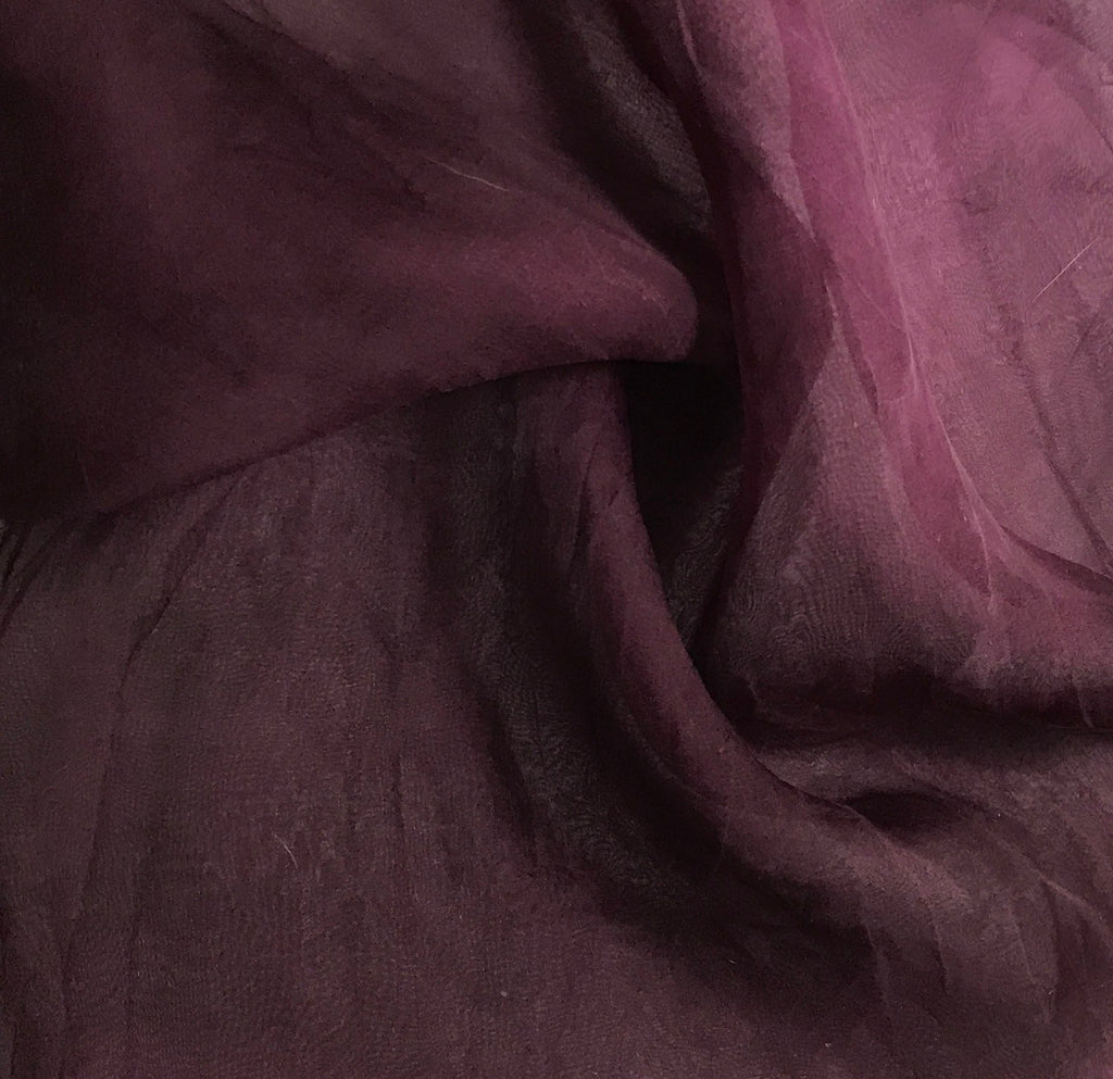 Maroon - Hand Dyed Silk Organza 8"x36" Remnant
