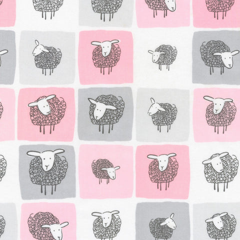 Wooly Sheep Pink - Robert Kaufman Cotton Fabric 62"x45" Remnant