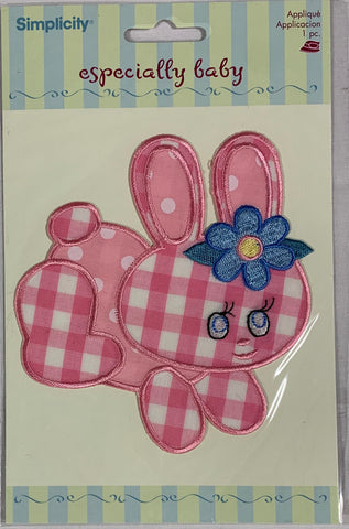 Pink Gingham and Polka Dot Bunny - Iron-On Applique by Wrights