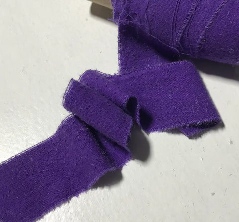 Hand Dyed Violet Purple 100% Silk Noil Ribbon ( 3 Widths to choose from)