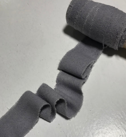 Hand Dyed Gray 100% Silk Noil Ribbon ( 3 Widths to choose from)