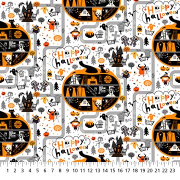 Ghost White Halloween Town - Ghoultide Gatherings- by Patrick Lose for Northcott Cotton Fabric