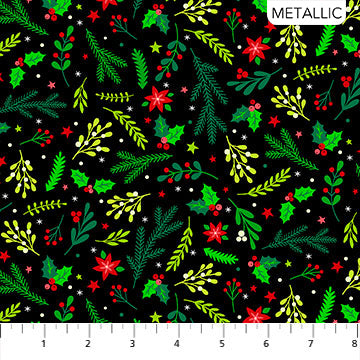 Holiday Grinery on Black - Christmas Magic by Patrick Lose for Northcott Cotton Fabric