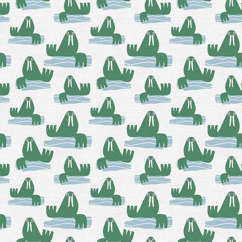 Walruses on White - Animal Kingdom - By Jessica Nielsen for Paintbrush Studio 100% Cotton Fabric