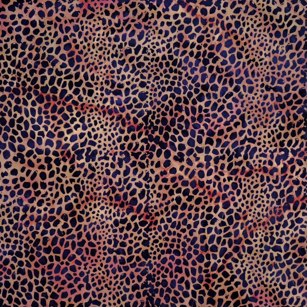 Kalahari Navy Giraffe Spots on Brown - Rustic Route - Batik by Mirah Cotton Fabric