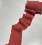 Hand Dyed Blood Orange 100% Silk Noil Ribbon ( 3 Widths to choose from)