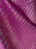 Magenta & Gold Geometric Abstract - Faux Silk Brocade Jacquard Fabric