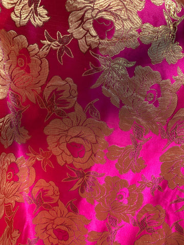 Jacquard Fabric Coat Fabric Gold Silk Jacquard Fabric Light Pink