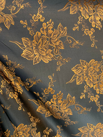 Black Floral With Gold Foil Brocade Fabric – TradeUNO Fabrics