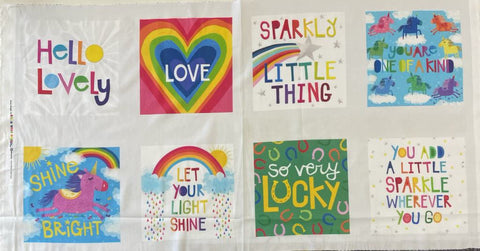 Shine Bright Rainbow Unicorn Panel 24"x45" - Clothworks Cotton Fabric