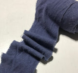 Hand Dyed Denim Blue 100% Silk Noil Ribbon ( 3 Widths to choose from)