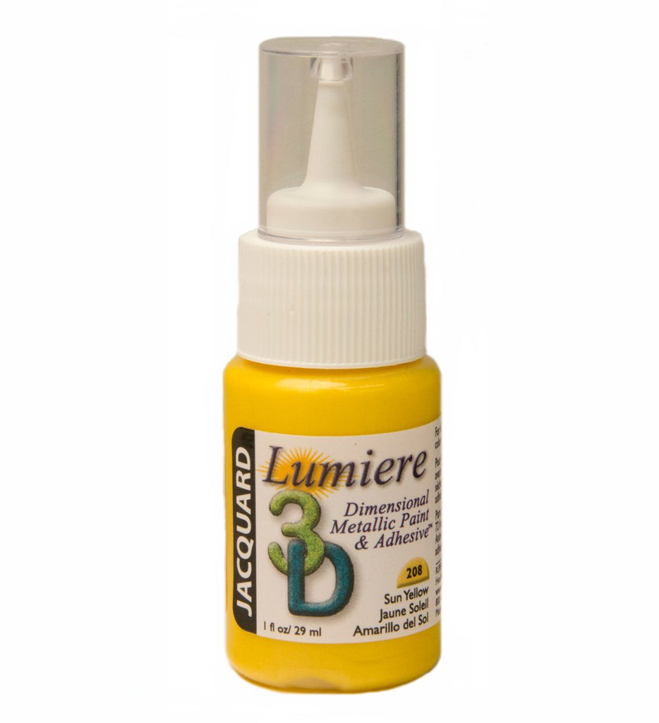 Jacquard Products Lumiere 3D Metallic Paint and Adhesive, 1-Ounce, Sun Yellow