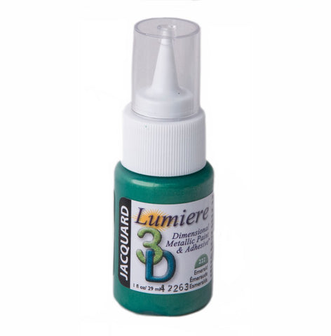 Jacquard Products Lumiere 3D Metallic Paint and Adhesive, 1-Ounce, Emerald