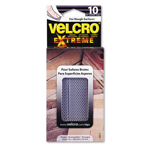 Velcro : Extreme Indoor/Outdoor Hook & Loop Fasteners, 1" x 4" Strips, 10 per Pack
