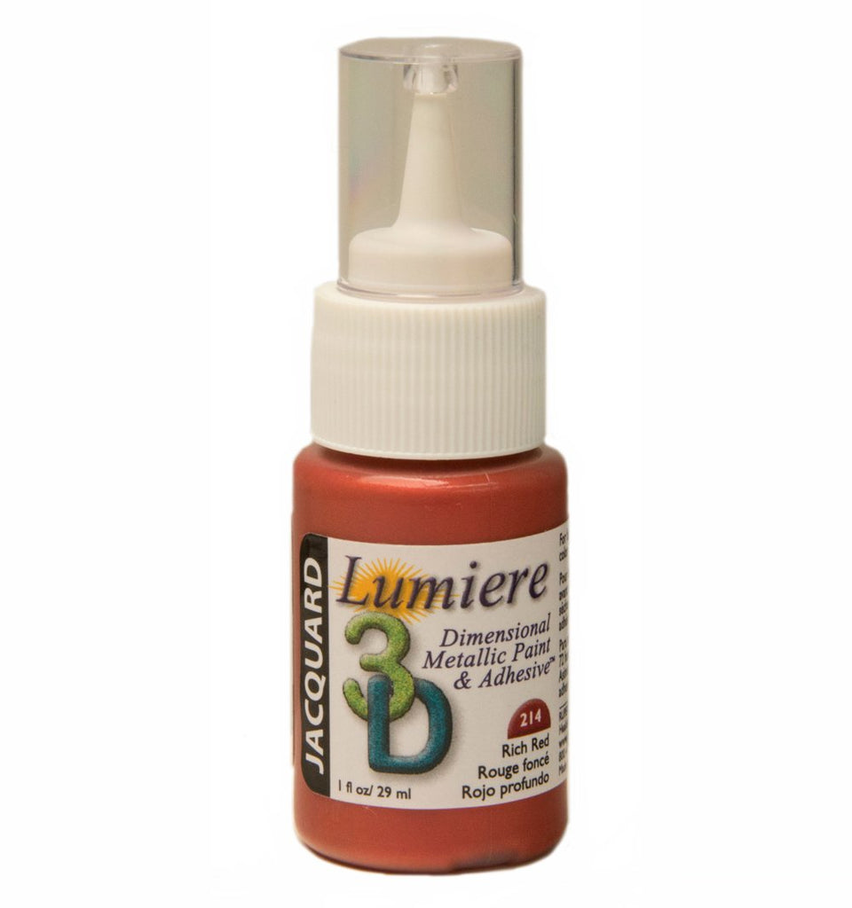 Jacquard Products Lumiere 3D Metallic Paint and Adhesive, 1-Ounce, Rich Red