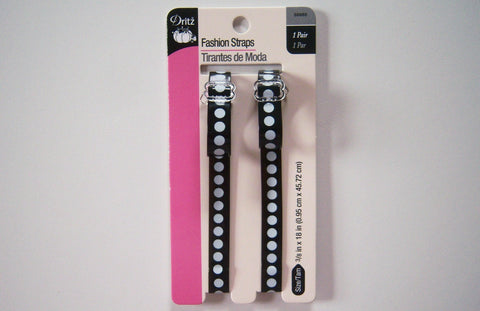 Dritz Fashion Strap - Black & White Polka Dot - 3/8"