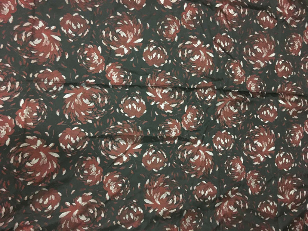 Burgundy Mums Floral - Faux Silk Brocade 3 yards x 54" Remnant