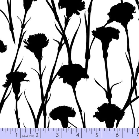 Black & White Mums Dianthus by Casey York - Marcus Cotton Fabric