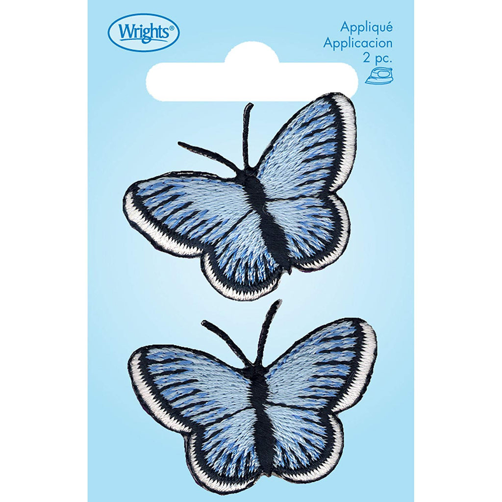 Simplicity Blue Butterfly Applique Clothing Iron On Patch, 2pc