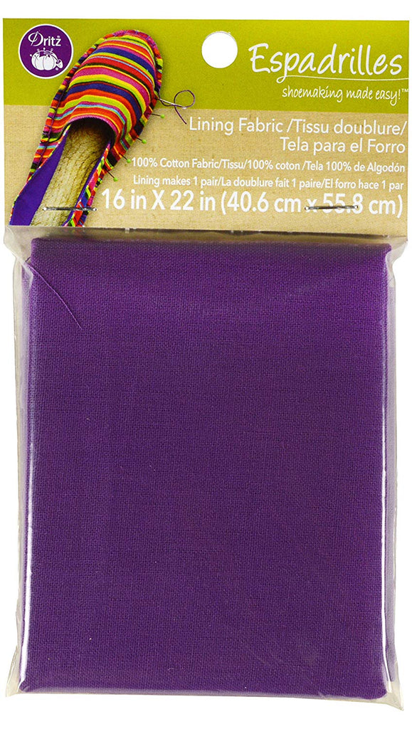 Dritz Espadrilles Lining Fabric, 16" x 22" (Choose Color)