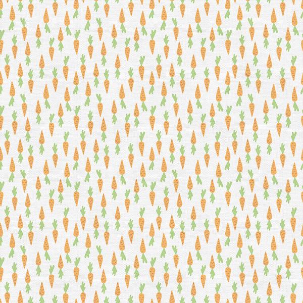 Bunny Trail - Orange Carrots on White - Paintbrush Studio Cotton Fabrics