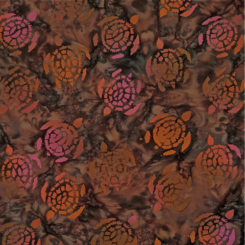 Burnt Coral Turtle Point - Batik by Mirah Cotton Fabric