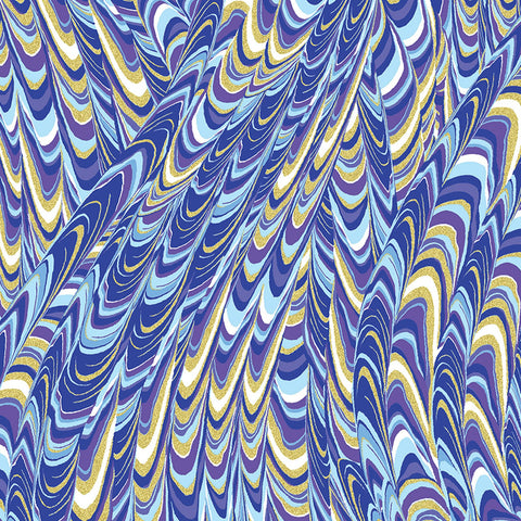 Butterfly Jewel Marblelized Metallic Wings Blue/Purple - Kanvas Studio Cotton Fabric