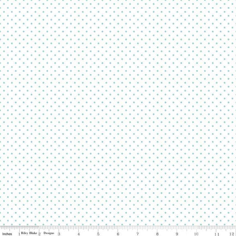 Swiss Dot On White Scuba Blue - Riley Blake Cotton Fabric