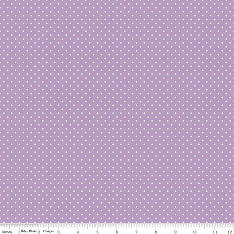 White Swiss Dot On Lavender - Riley Blake Cotton Fabric