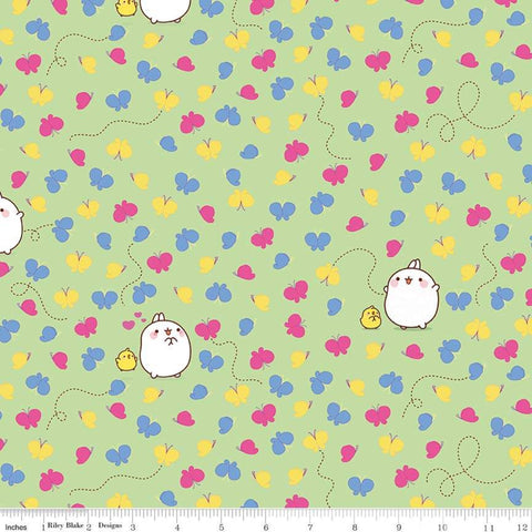 Molang Butterflies Green - Riley Blake Cotton Fabric