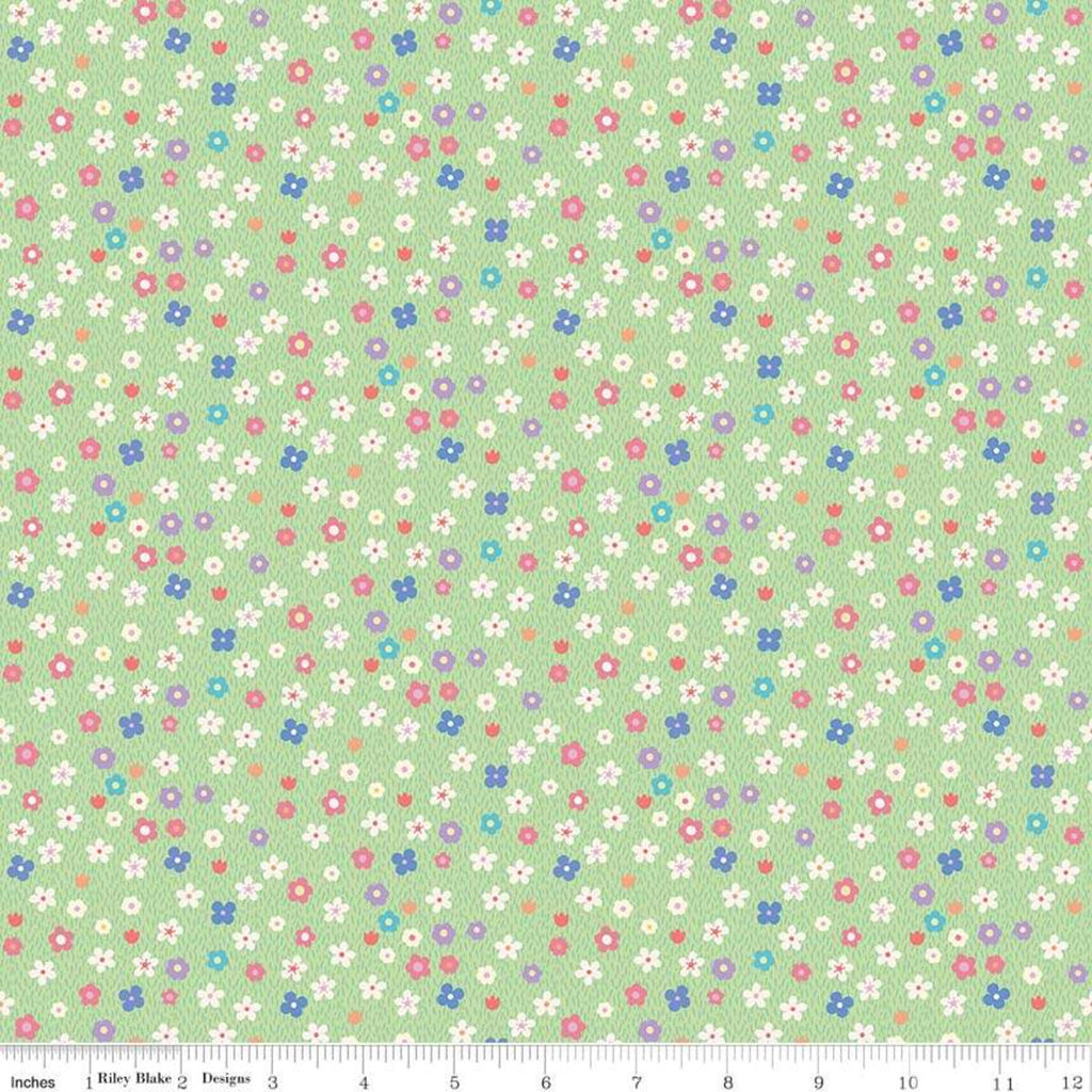 Molang Flowers Green - Riley Blake Cotton Fabric