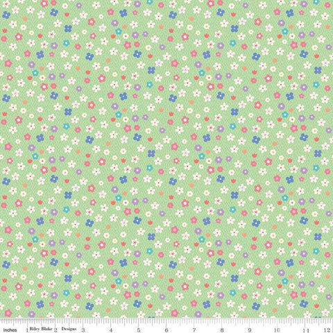 Molang Flowers Green - Riley Blake Cotton Fabric
