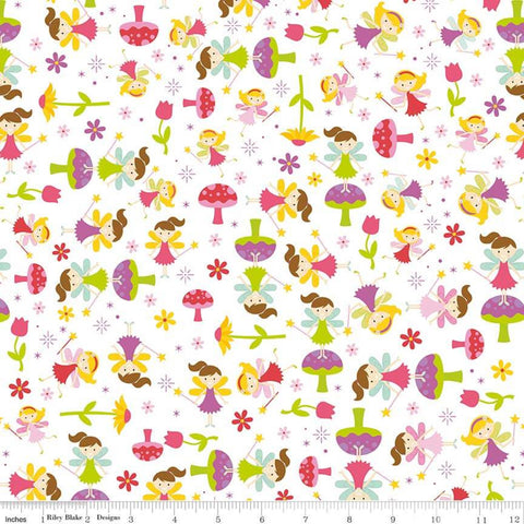 Fairy Garden Toss White - Riley Blake Cotton Fabric