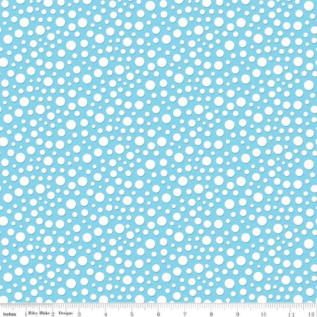 Gnome and Gardens Loopy Dots Blue - Riley Blake Cotton Fabric