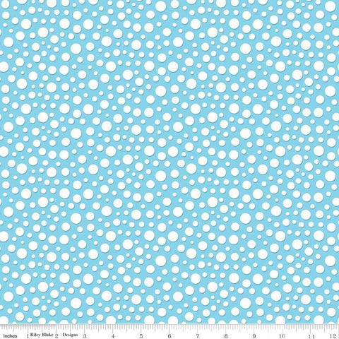 Gnome and Gardens Loopy Dots Blue - Riley Blake Cotton Fabric
