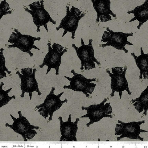 Scaredy Cats Toss Gray - Goose Tales - by J. Wecker Frisch for Riley Blake Fabrics 100% Cotton Fabric