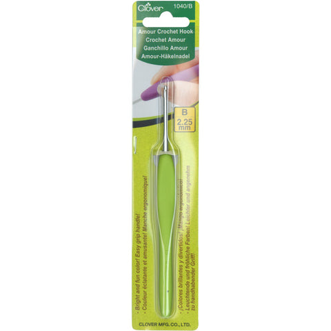 Clover 1040/B Lime Green Amour Crochet Hook, Size B, 2.25mm