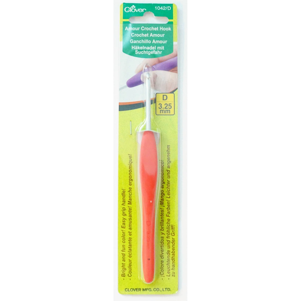 Clover 1042/D Orange Amour Crochet Hook, Size D, 3.25mm